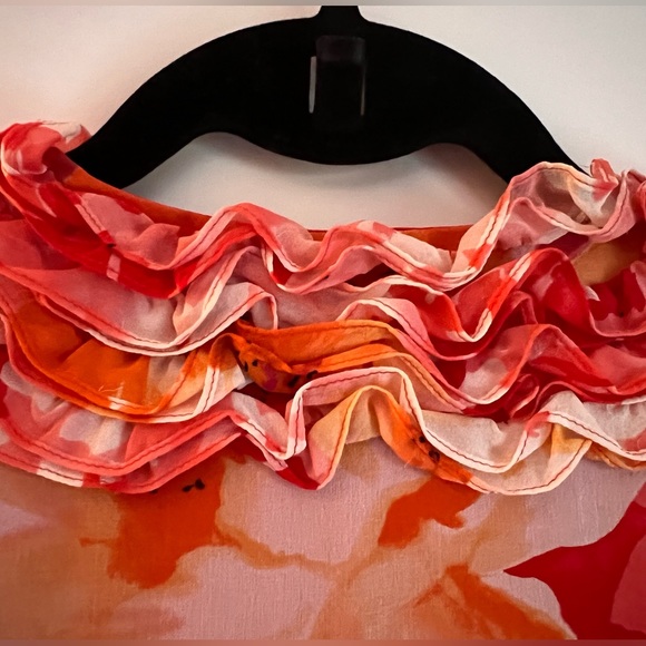 Adrianna Papell Orange/Pink Floral Dress with belt, size 4 - Picture 7 of 13